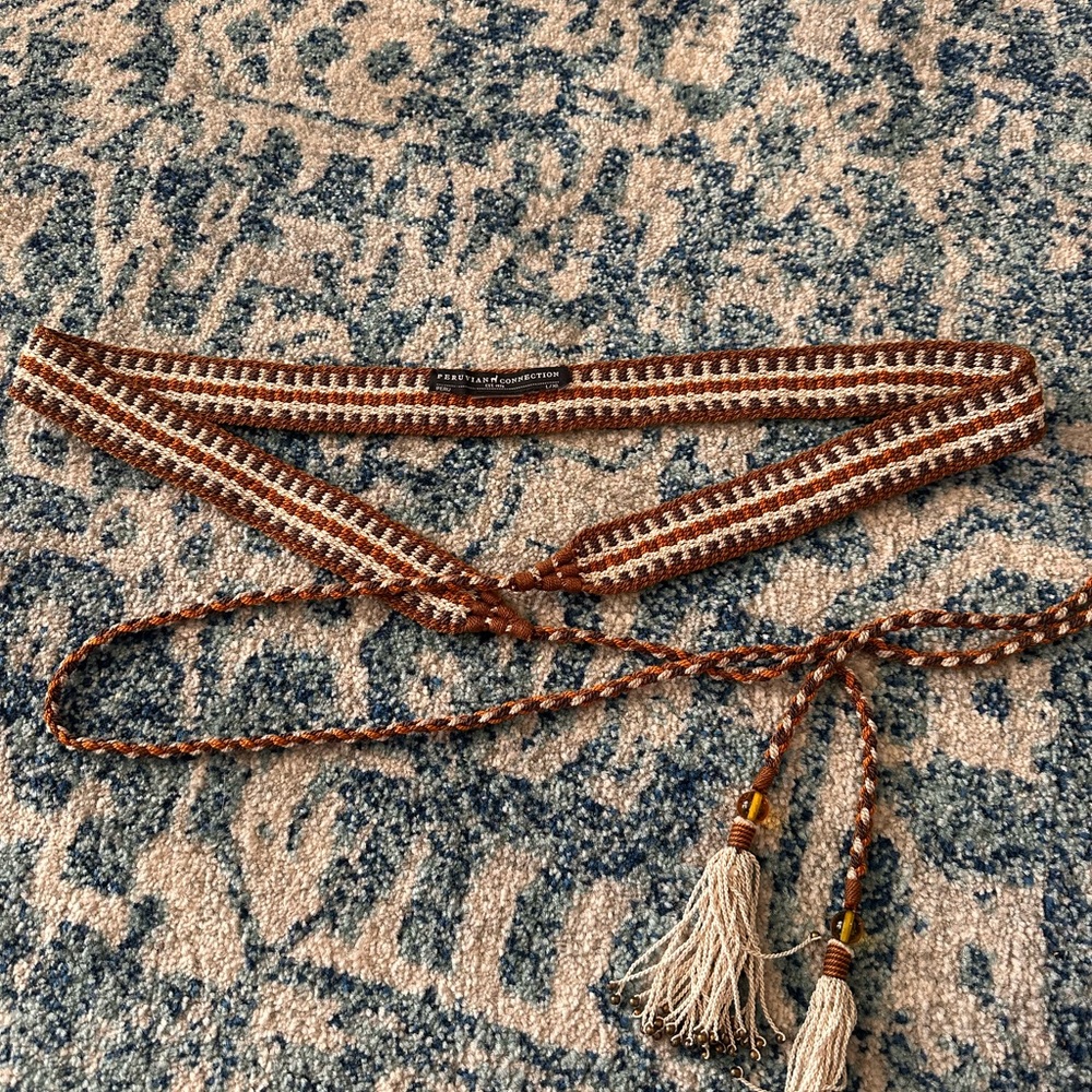 Peruvian Connection Brown and Cream Braided Belt
